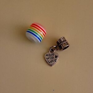 Bundle Of 2 Made w Love Charm/Rainbow Bead